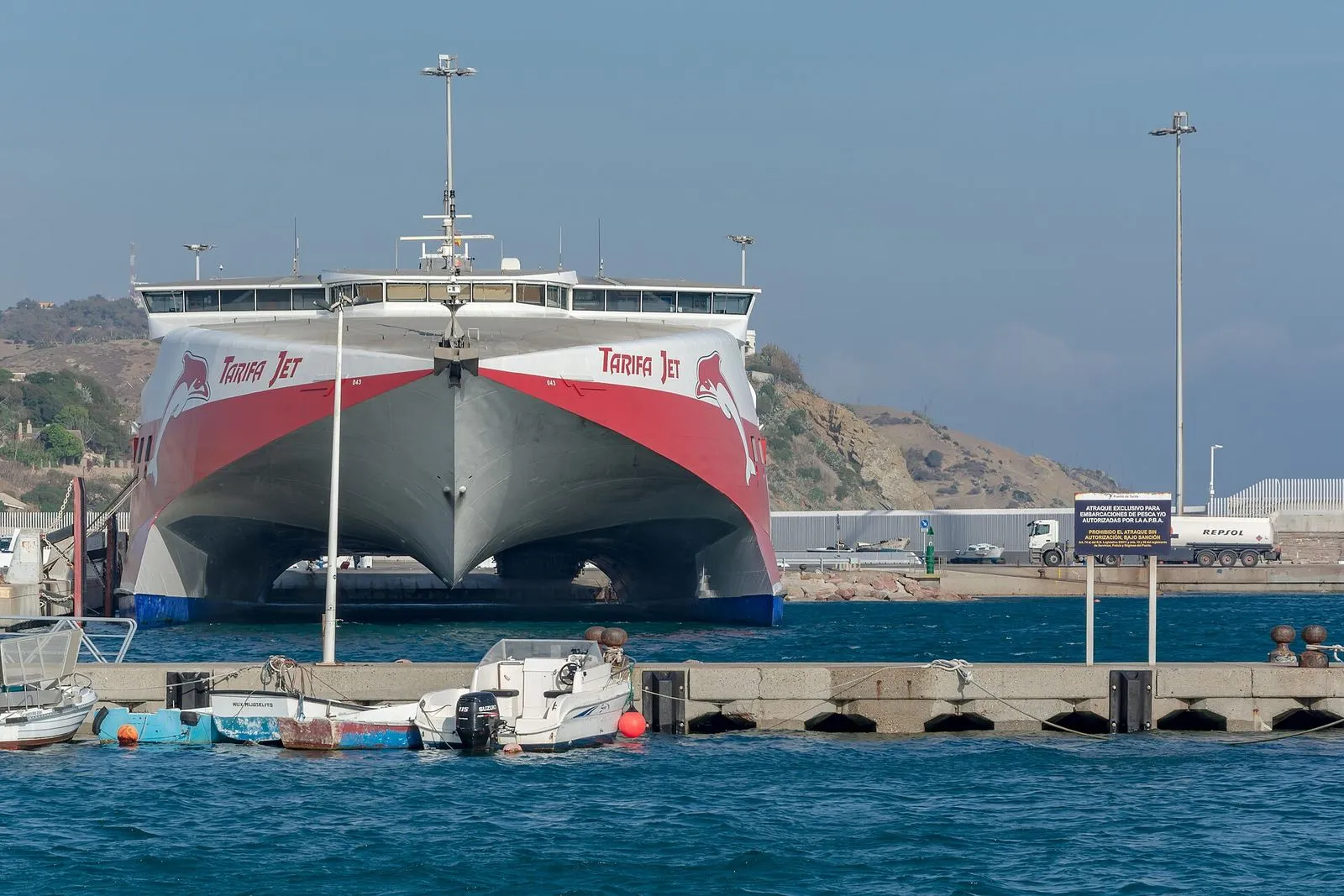 A fast ferry to Tangier moored in the port